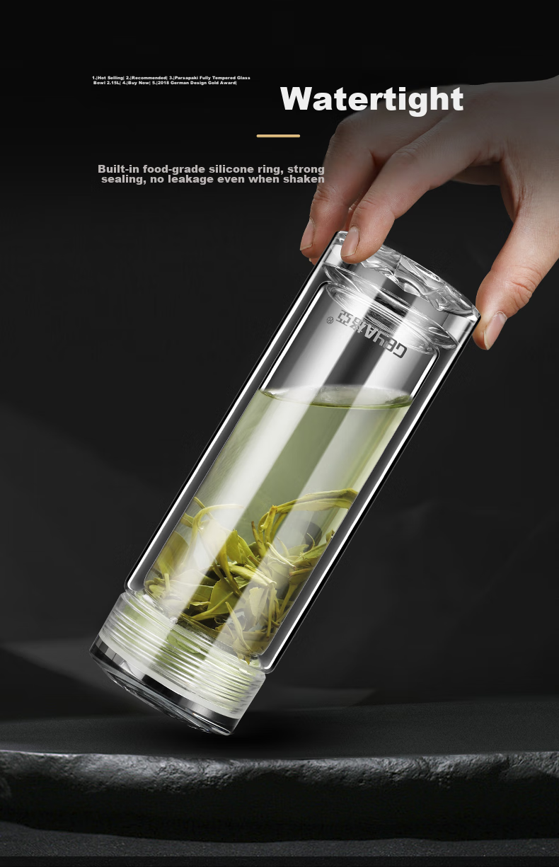 GEYA Double-Layer Glass Cup for Men, High-End Business Glass Tea Cup, Water Glass, Tea Infuser Cup, Gift Customizatio 10