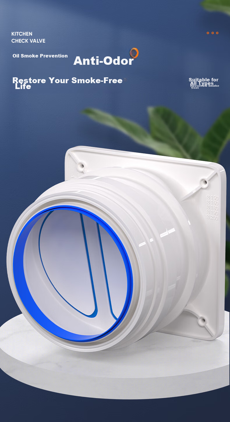 Muvi Range Hood Check Valve, Flue Valve, Boss Kitchen-Specific Smoke Prevention Device, Public Exhaust Pipe Universal Check Valve 1