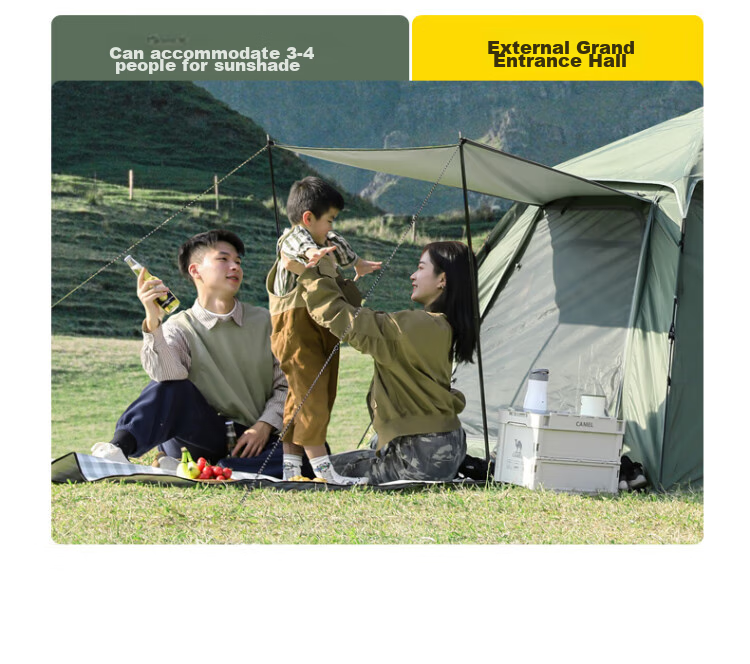CAMEL Xiaoyao Pro Outdoor Tent, Silver-Coated Sun Protection Camping Tent, Fully Automatic Quick-Open Camping Equipment, 133BANA027-1 9