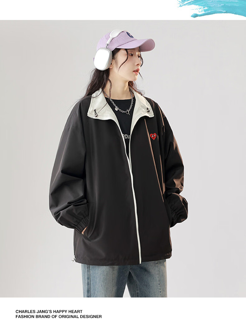 Chaersitaoxin Double-Sided Jacket for Men, Spring And Autumn, Couple's Windproof Coat, Red, Size M 4