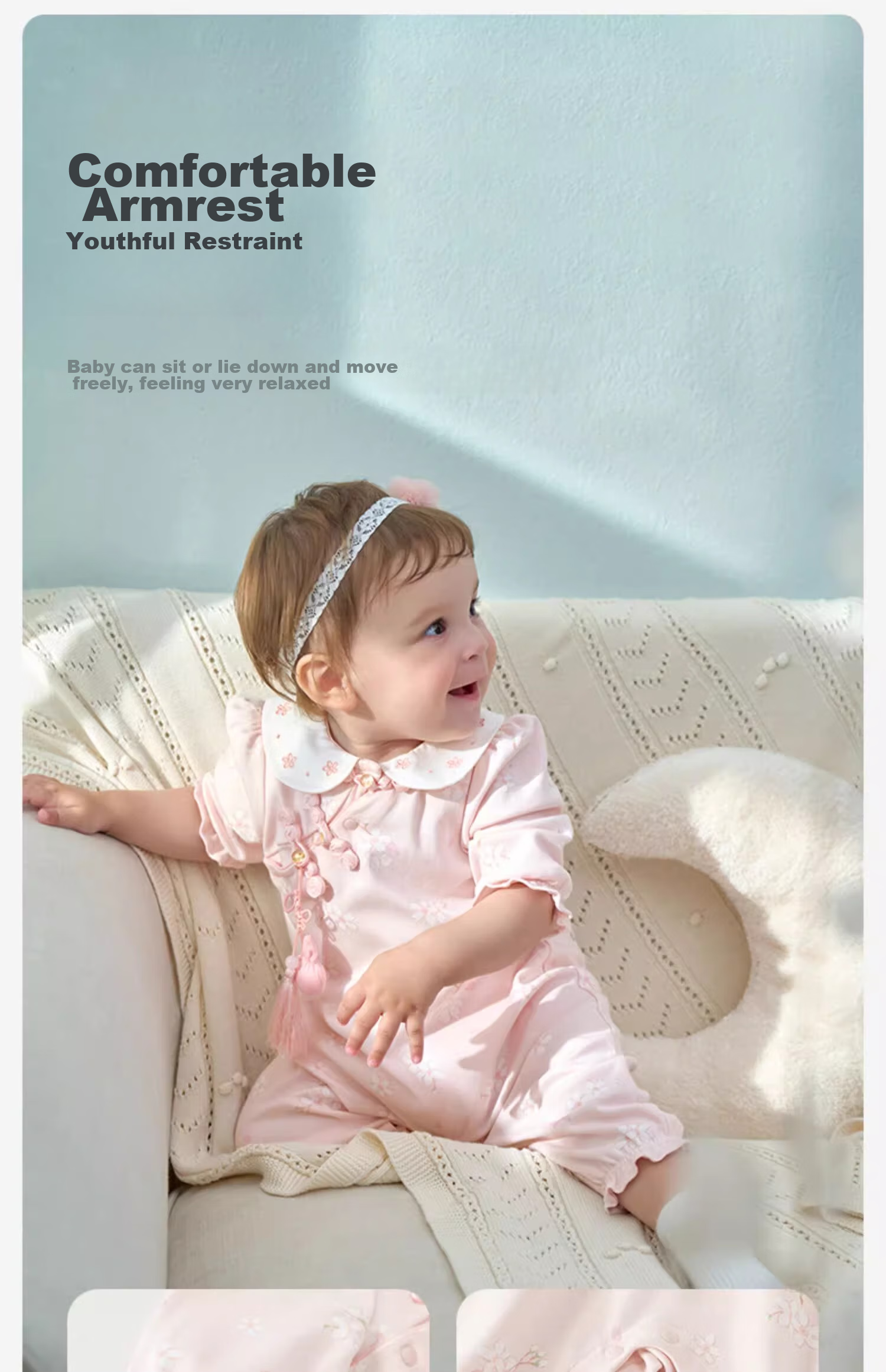 DAVE & BELLA Newborn Cotton Romper Spring And Autumn Wear for Baby Girls, Antibacterial Anti-Mite Onesie, Chinese Style Hanfu 12