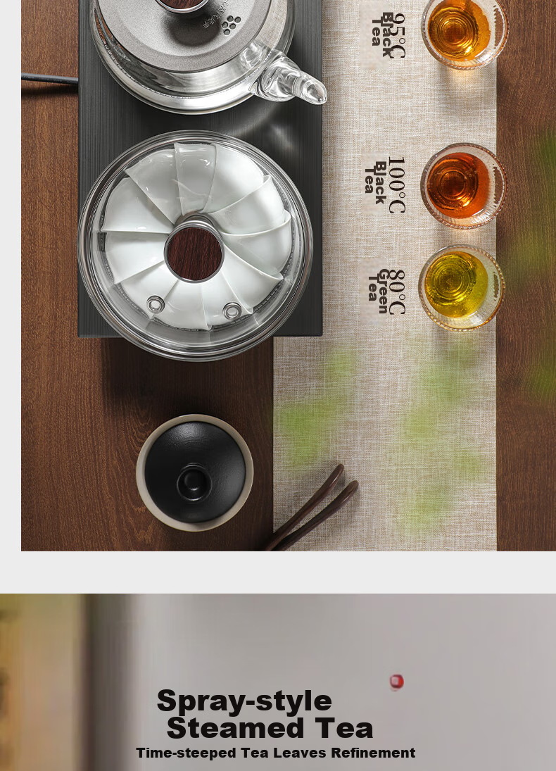 Biooner Fully Automatic Electric Kettle with Water Inlet, Tea Table All-In Water Boiler for Home And Office Use, Built-In Tea Table And Tea Set Electric Tea Stove Set RY-10 Cleaning Model 12