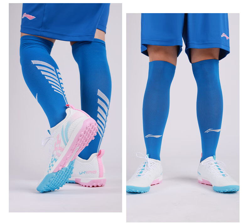 Li-Ning Soccer Socks for Adults, Children And Students, Non-Slip Long Over-Knee Socks with Terry Bottom, Sports Training Socks for Men And Women, Blue, M Size 23