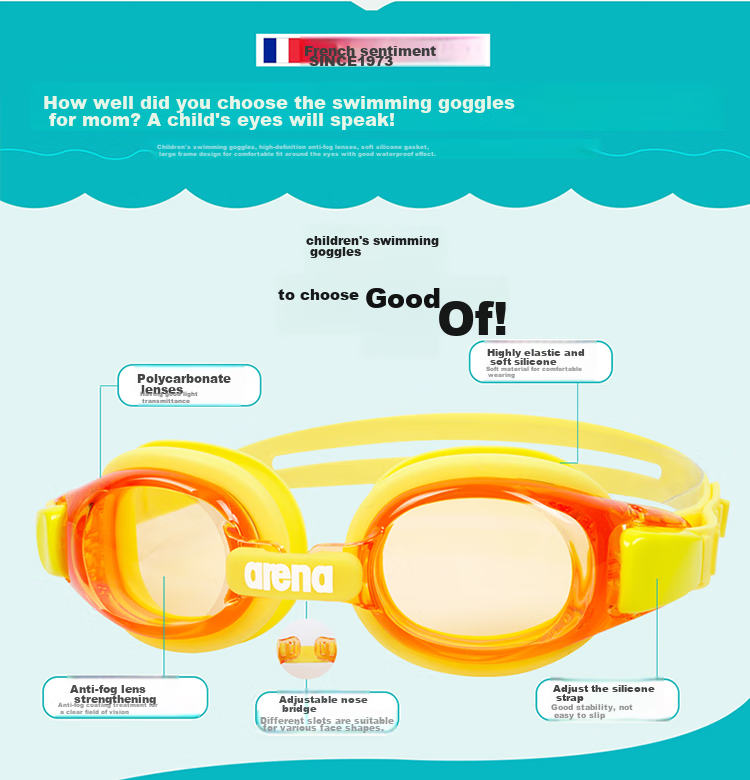Arena Kids Swim Goggles HD Waterproof UV Protection Anti-Fog Youth Professional Training Swimming Goggles 4