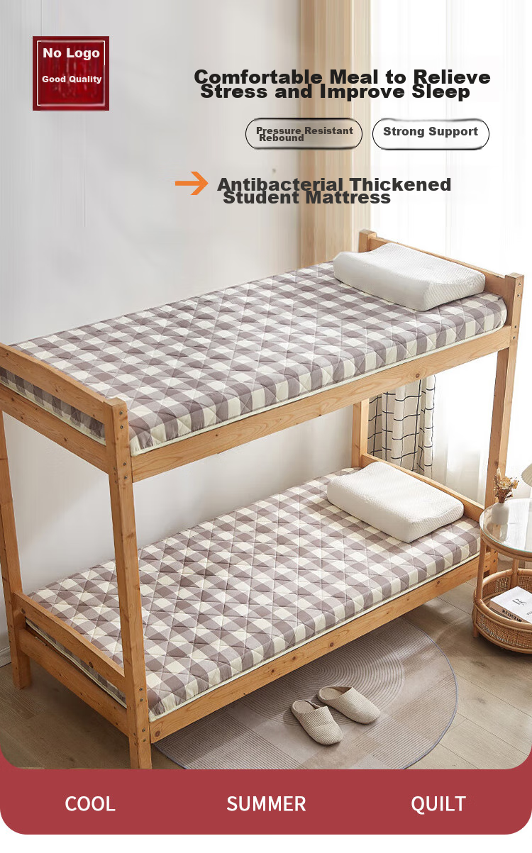 Wuyinliangpin Mat Cover for Mother And Baby, Student Dormitory Bedding, Single Mattress Pad, 90x190cm, for 0.9-Meter Bed, Bunk Beds, Gray Checkered Pattern, 6cm Thick 1