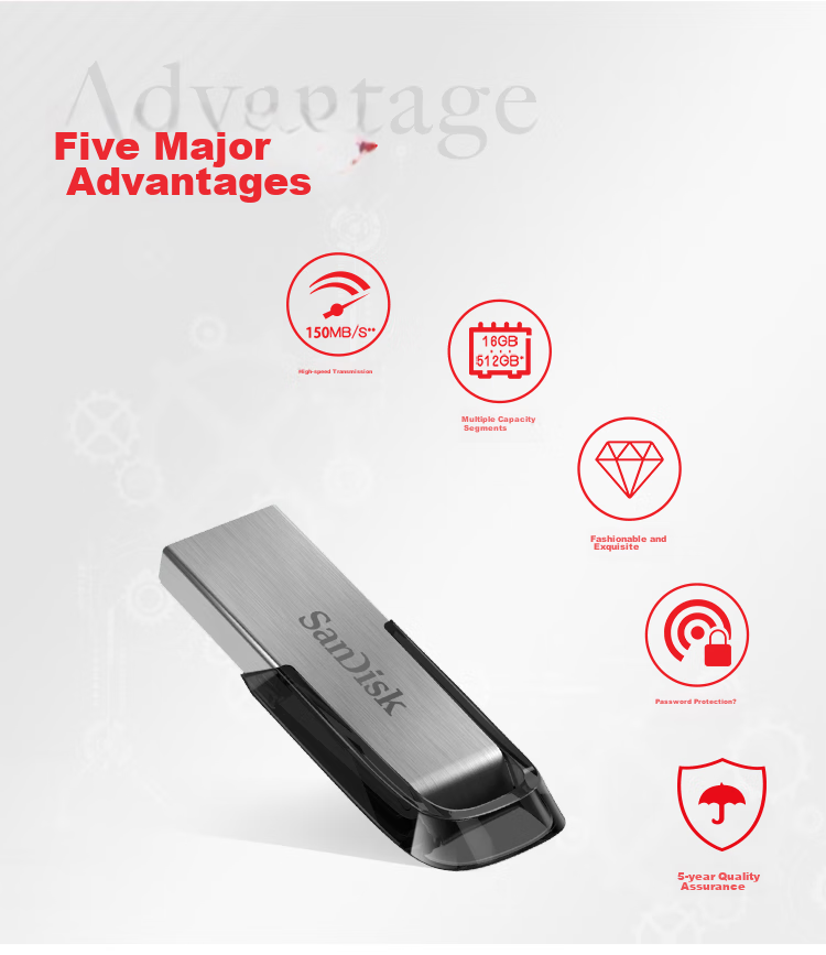 Sandisk 128GB USB Flash Drive CZ73, Secure Encryption, Data Recovery, for Study, Office Work And Bidding, Compact And Portable, Car-Mounted, High-Capacity Metal Flash Drive 3