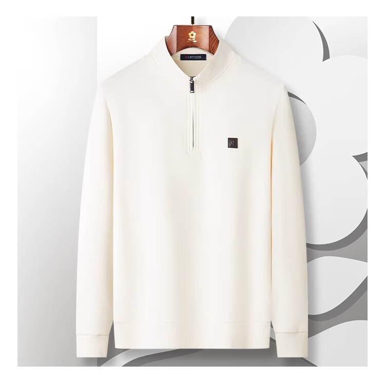 MONTAGUT Spring And Autumn Men's Long-Sleeve Sweatshirt, Semi-Turtleneck, Zipper, Elastic Cotton T-Shirt, Skin-Friendly Top, Jiguolan, 2XL 5