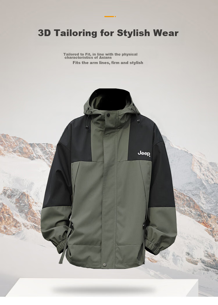 JEEP Men's Jacket, Spring And Autumn Casual Workwear, Loose-Fitting Windbreaker for Couples, Dark Green, Size L 6