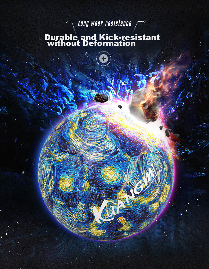 Kuangmi Van Gogh Starry Sky Soccer Ball Size 5, Standard Birthday Gift for Middle School Students, Professional Adult Competition Ball Size 5 3