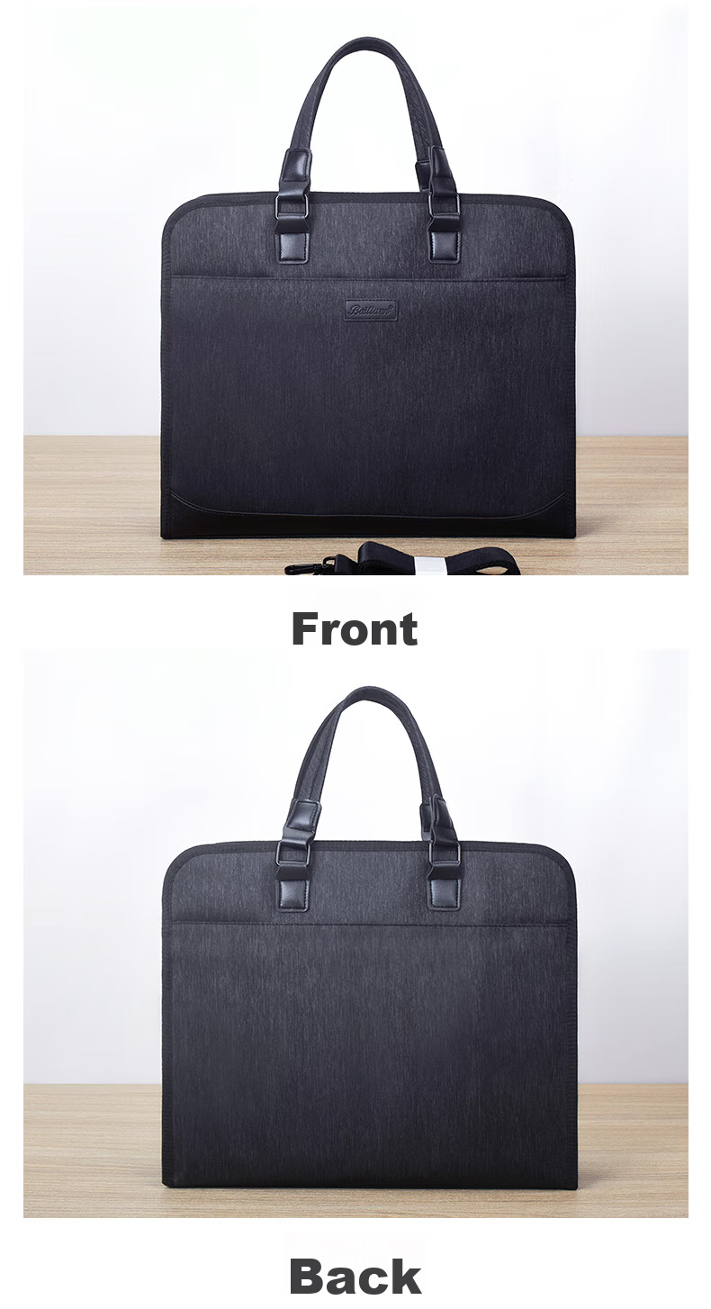 Bailiwen B0074 Black 3D Double-Layer Handbag, Office Meeting Bag, Document Bag, Handheld Shoulder Crossbody Large Capacity Men's Briefcase, Laptop Bag, Business Office Bag, Conference Handbag 7