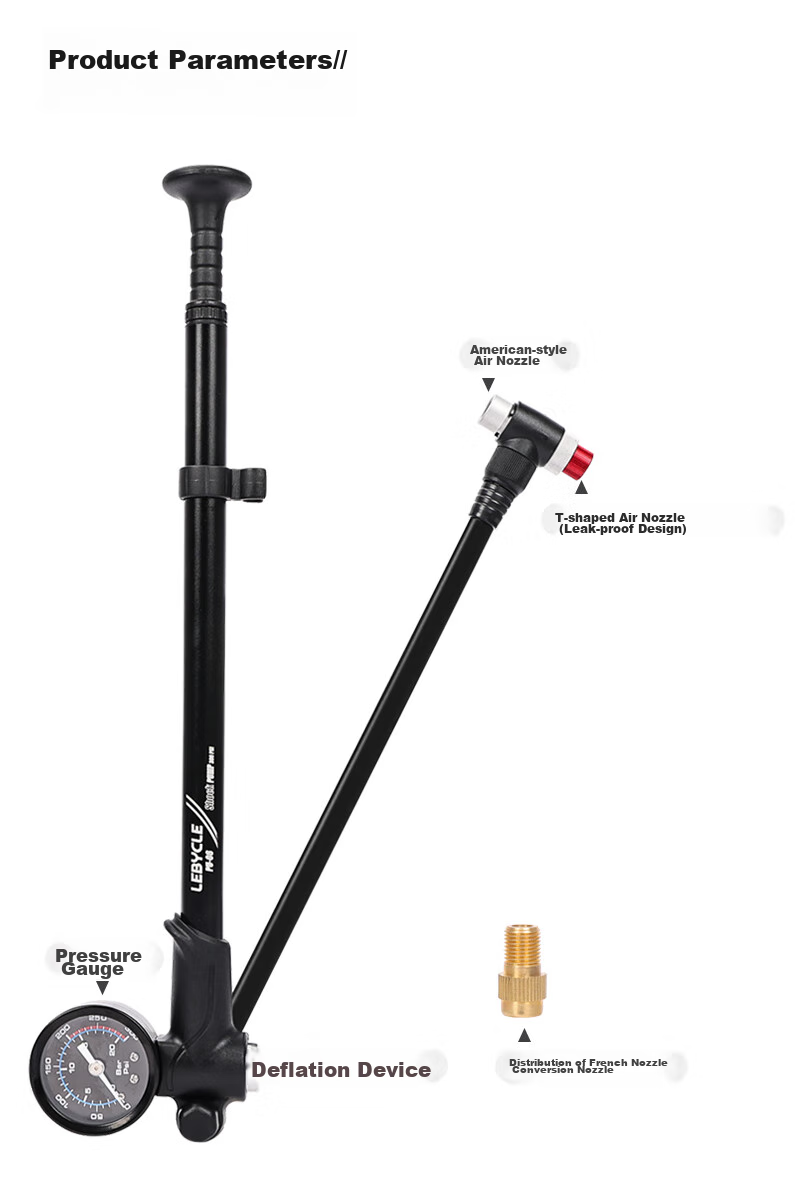 LEBYCLE Mountain Bike Air Pressure Aluminum Alloy Front Fork High-Pressure Pump, Soft Tail Shock Absorption, Small Inflatable Pump, Universal 1