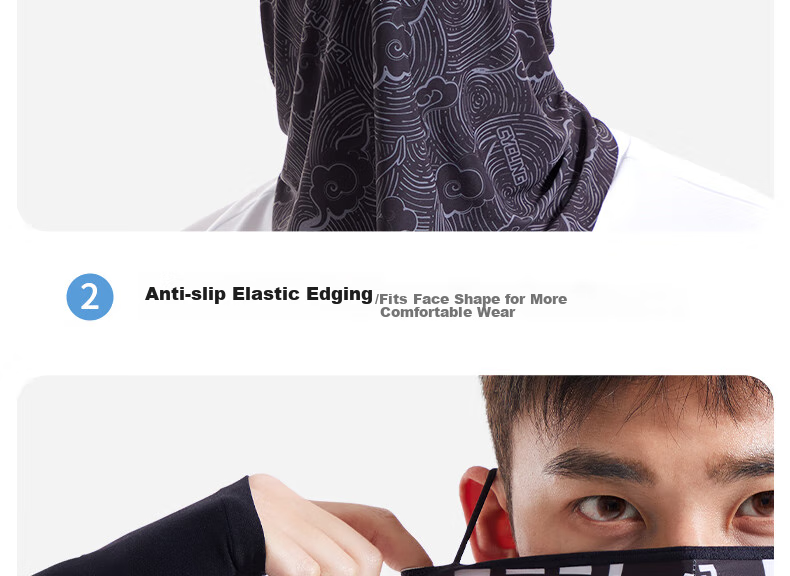 Li-Ning Cycling Sun Protection Face Mask Neck Gaiter for Men, Magic Headband Face Cover Ice Silk Neck Warmer Thin Outdoor Mosquito Repellent 25