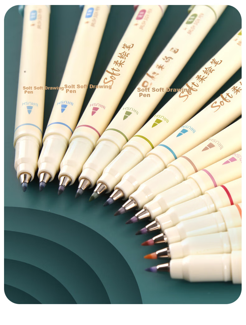Dianshi Xuli Pen Soft Drawing Pen Set, Student Writing And Note-Taking Pen, Drawing And Coloring Marker, Journaling Pen, Small Regular Script, Back-To Essential, 827 New National Color [Desert], 3 Pcs/set 11