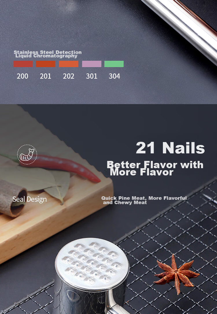 BJ 304 Stainless Steel Meat Tenderizer, Steak Mallet, Meat Chopper, Home Use Meat Tenderizer, Meat Tenderizing Tool 4