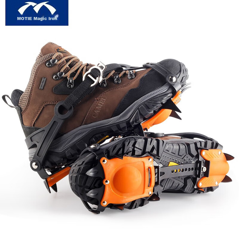 MOTIE Ice Claw Non-Slip Shoe Covers, Professional Mountaineering Outdoor Climbing Equipment, Snow Cleats, Ice Grips with 10 Teeth (1 Pair One Size Fits All)