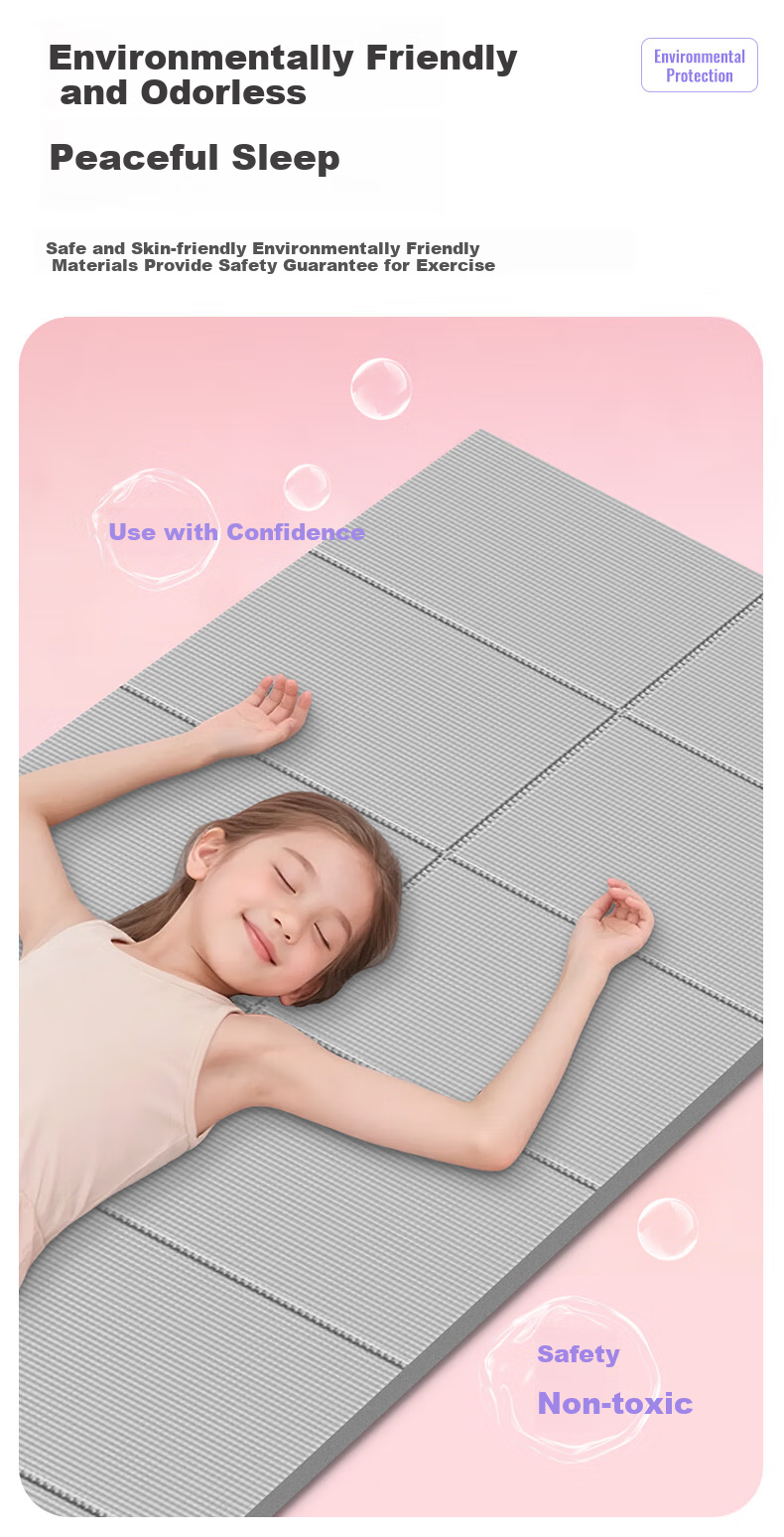 LI-NING Portable Yoga Mat Nap Fitness Mat Professional Non-Slip Training Mat Foldable Pink for Men and Women 8
