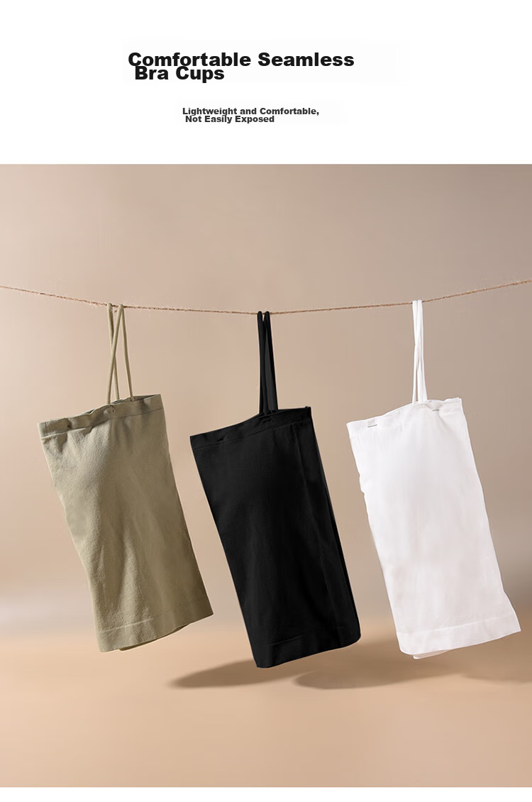 LangSha Women's Camisole Tank Top with Built-In Bra Pads And Chest Pads, Sexy Undershirt, 2-Pack, White + Khaki, One Size Fits All 4
