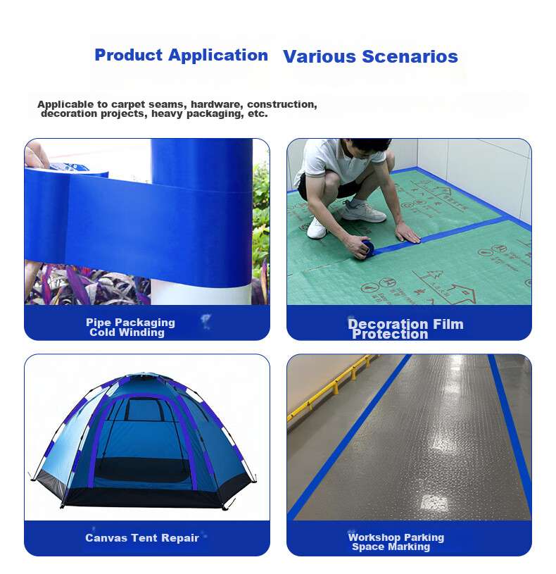 Mileqi Strong Adhesive Baseboard Tape, High Adhesion, Wear-Resistant, Waterproof, Windproof, Single-Sided Floor Covering, Renovation Masking, Carpet Fixing, No Residue Left, Hand-Tearable, Blue - 48mm Wide * 50 Meters [1 Roll] 5