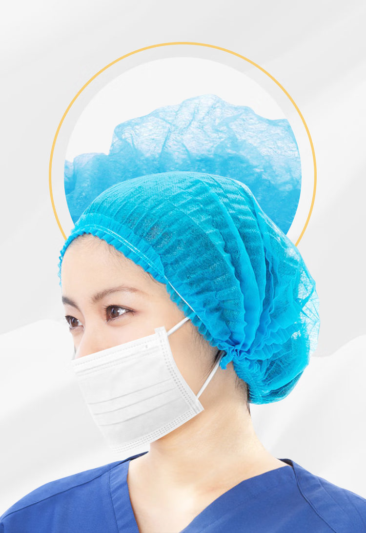 Shunxuan Disposable Head Cover Dustproof Cleanroom Cap SHW100 Non-woven Kitchen Chef Mesh Hat Hairnet Strip Isolation Cap White 100pcs/Bag 19 Inch 270g 7