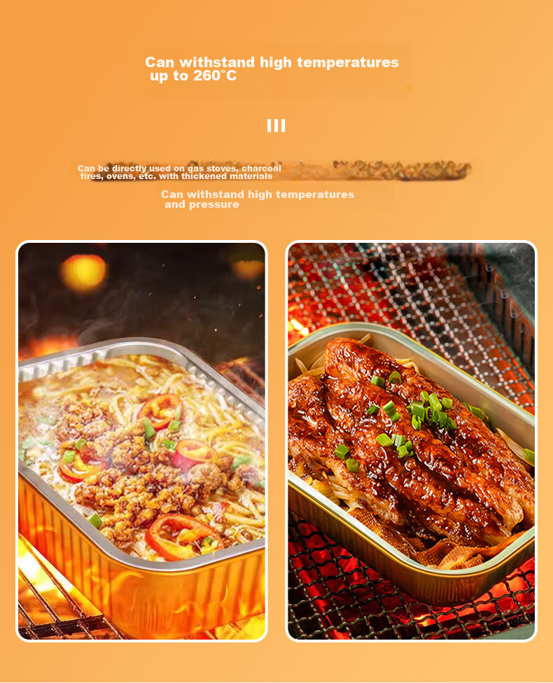 Tangzongkuai Disposable Aluminum Foil Takeout Boxes, 930ml*10 Pieces, with Lids, Square Thickened Food Containers for Takeout And Camping 5