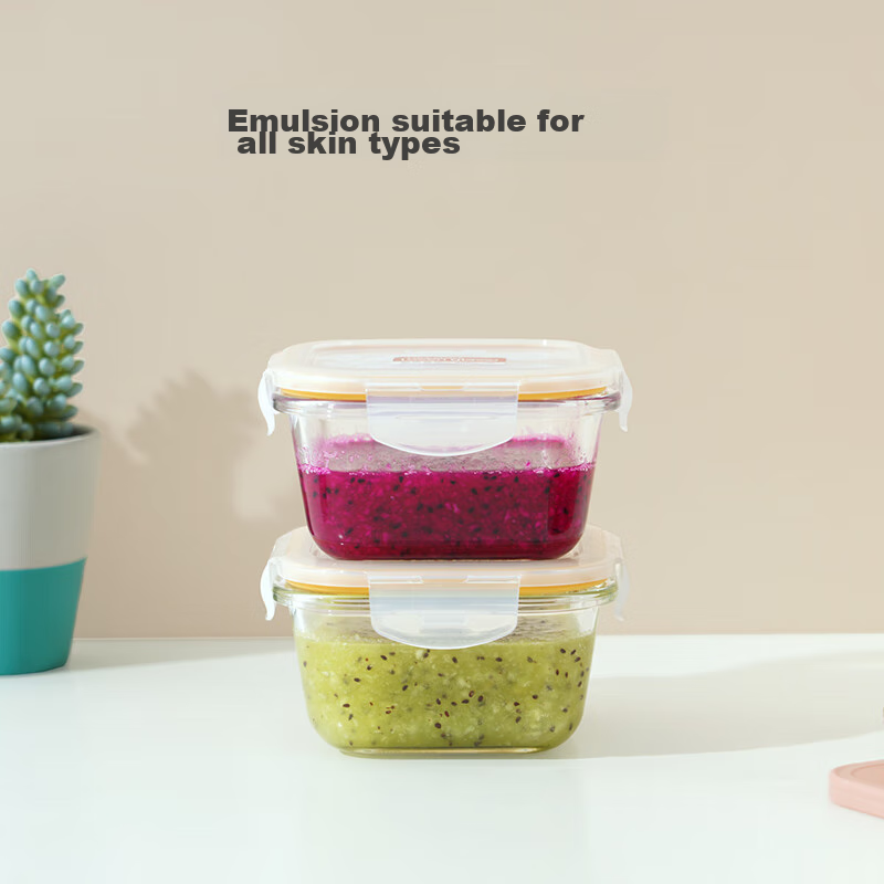 LOCK&LOCK Baby Heat-Resistant Glass Tableware, Baby Food Bowl, Freezer Storage Sealed Food Container, 300ML*2 Classic Square Shape