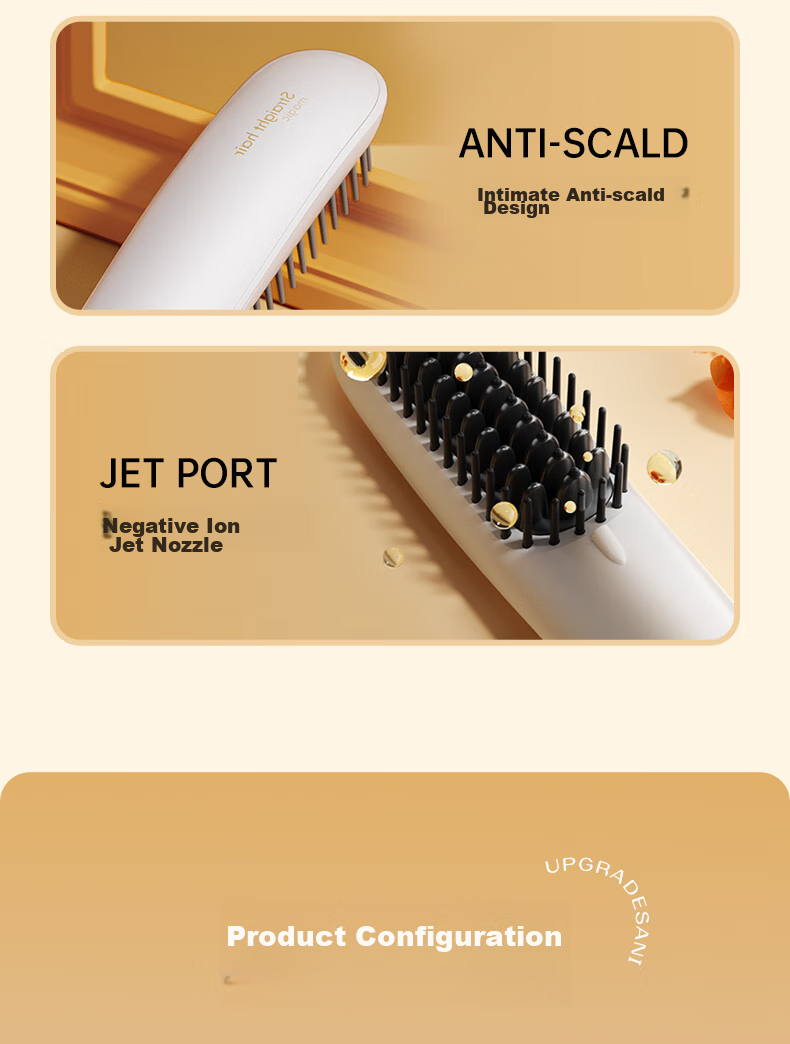 AUX Direct Hair Straightening Brush with Negative Ions, Quick Heating Inner Clip, Goddess Volumizing, High Crown Styling Brush, Dorm Three-Minute Fast Styling, Constant Temperature Hair Protection [Essential for Travel] 19