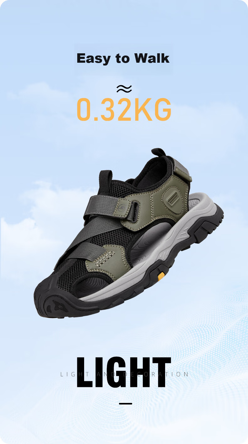 CAMEL Brand Men's Outdoor Casual Sandals, Breathable Closed-Toe Anti-Collision Beach Shoes P14M307617 Black Size 41 4