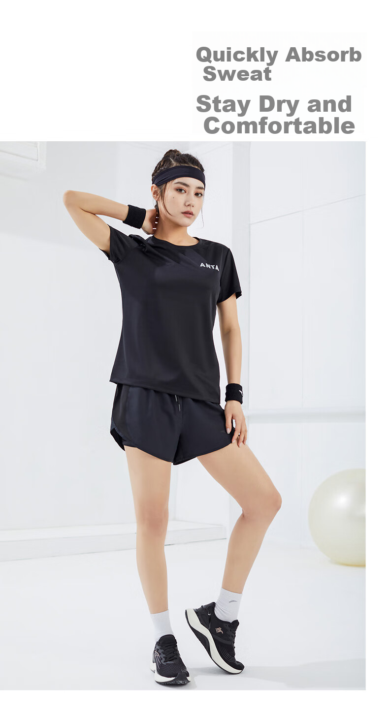 Anta Quick-Dry Sports Set | Women's Summer New Breathable Short Sleeve and Shorts Badminton Two-Piece Set with Anti-Exposure Design 24