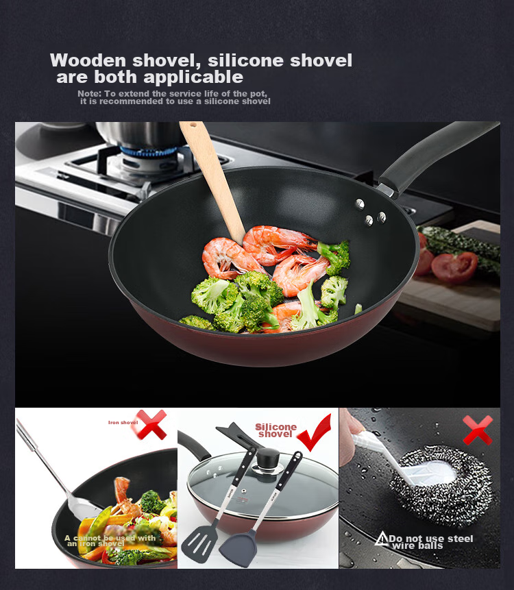 MAXCOOK Non-Stick Wok, Iron with Stand-Up Lid And Wooden Spatula, 32cm Non-Stick Coating, Compatible with Gas And Induction Stoves, MCC606 9