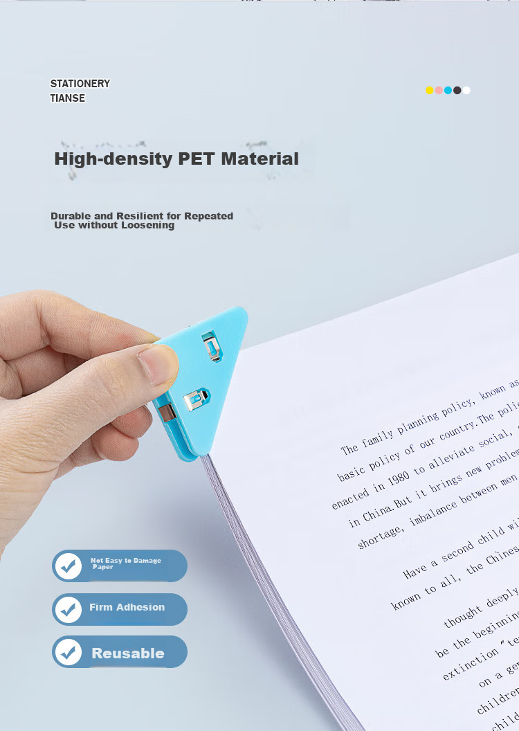 TIANSE 5 Transparent Clips, Ins Style File Folder, Acrylic Planner Clip, Long Tail Clip, Student Office Exam Paper Clip, Triangle Clip, TS-5819 (Without Sticker) 7