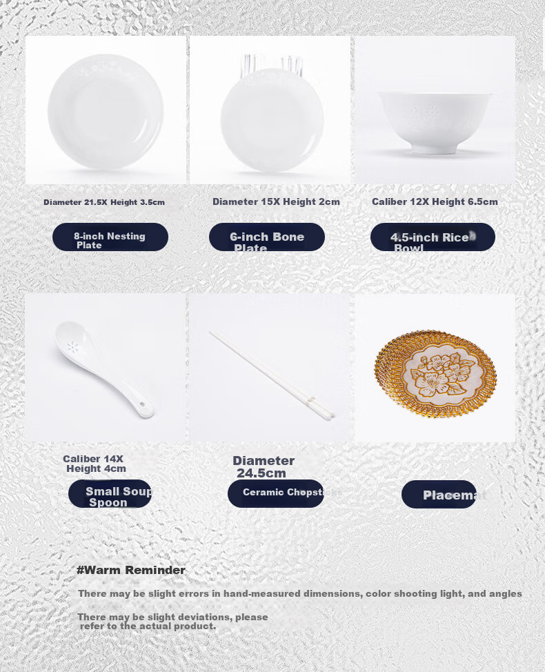 Jingde Story Jingdezhen Exquisite White Porcelain Tableware Underglaze Color Ceramic Bowl and Plate Set Premium Home Dining Set Housewarming Gift 12