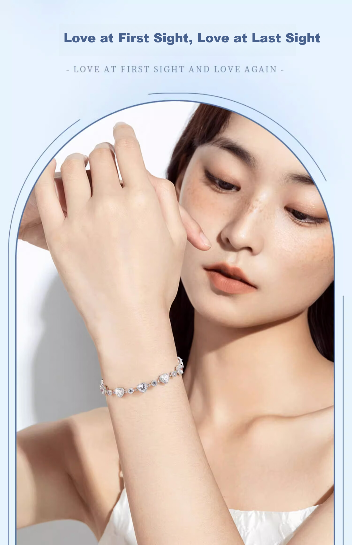 GLTEN Swarovski Zirconium Heart Pure Silver Bracelet for Women, New Jewelry Design, Birthday Gift, Anniversary Present for Girlfriend Or Wife 3