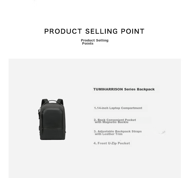 TUMI HARRISON Series Men's Business Travel High-End Fashion Backpack 06602011GT Graphite 4