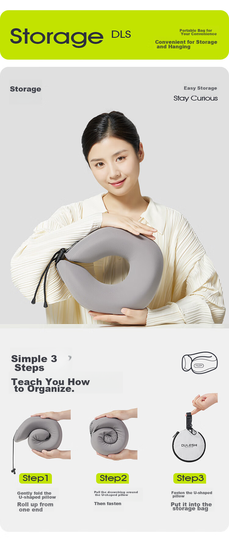 Car Lives U-Shaped Neck Pillow, Portable Travel Pillow, Essential for Airplane, High-Speed Rail, And Business Trips, Neck Support Cushion, Nap Pillow 4