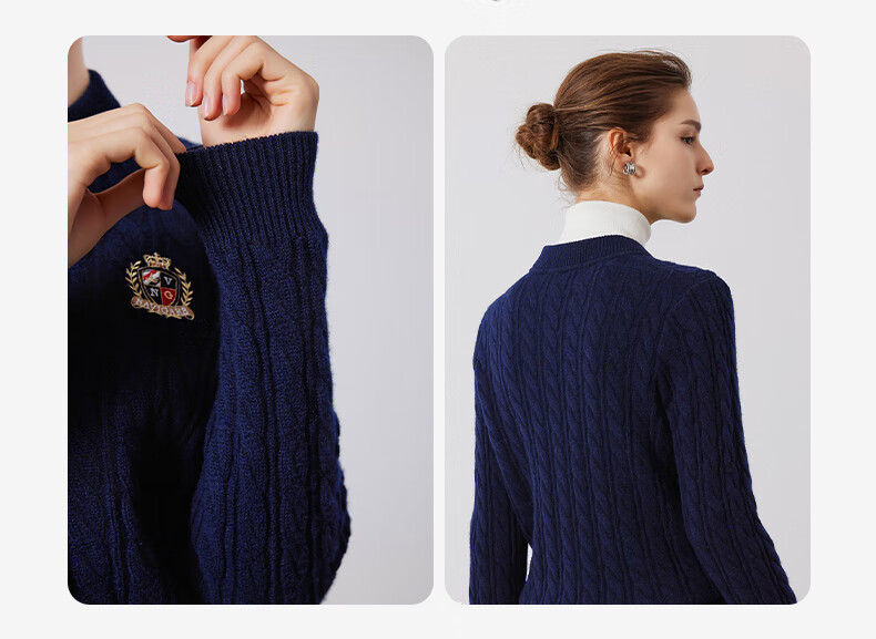 Navigare Italian Small Sailboat Autumn And Winter Women's All-Wool Jacket, Cable Knit Sweater Cardigan 2334094508 M 6