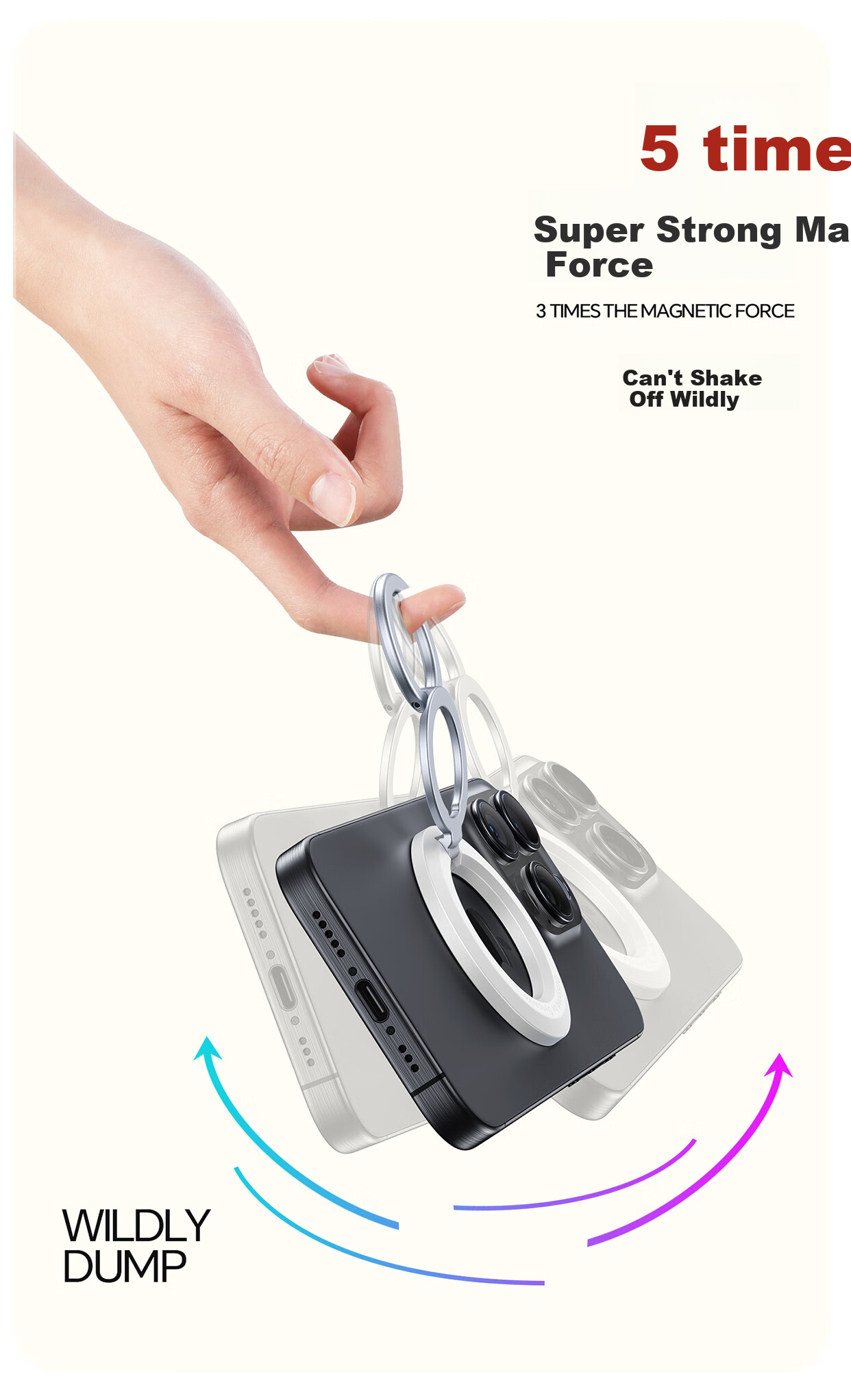 Shengwei [Upgraded Version] Double-Ring Double-Sided Magnetic Phone Stand, MagSafe Compatible, Foldable, 360-Degree Rotating, Portable, Adhesive, Suitable for Apple 17/16 Pro And Huawei Mate 70 8