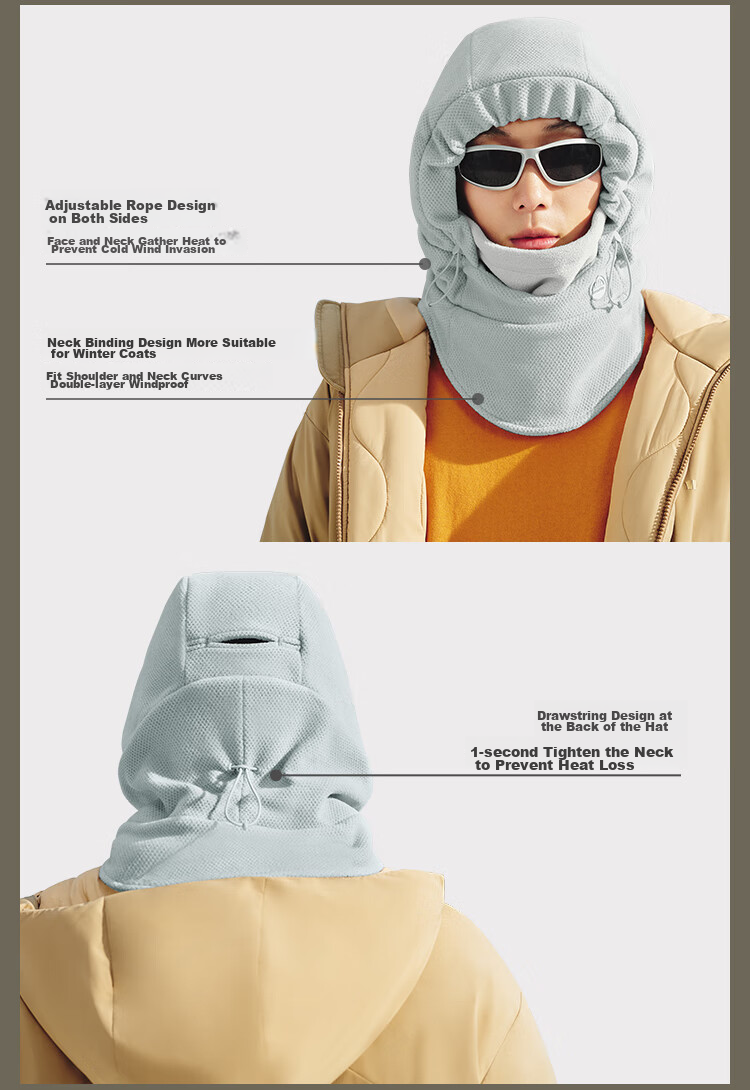 Beneunder Winter Hat for Men And Women, Autumn And Winter Lei Feng Hat, Warm Face Mask, Balaclava, Ear Protection against Cold WD010 10