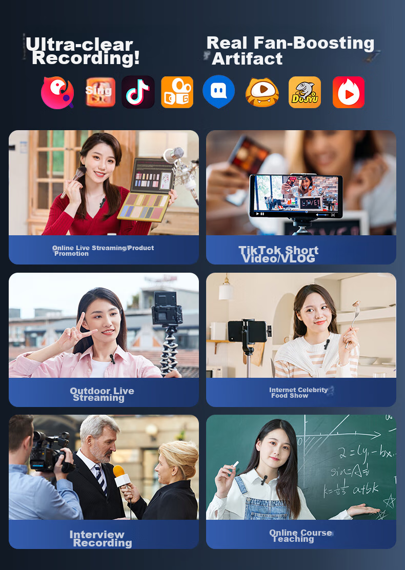 Newman MC216 Pro Wireless Lavalier Microphone Professional Live Streaming Recording Outdoor Short Video KTV Noise-Cancelling Portable Wireless Mic One-to-One Charging Case Version 8