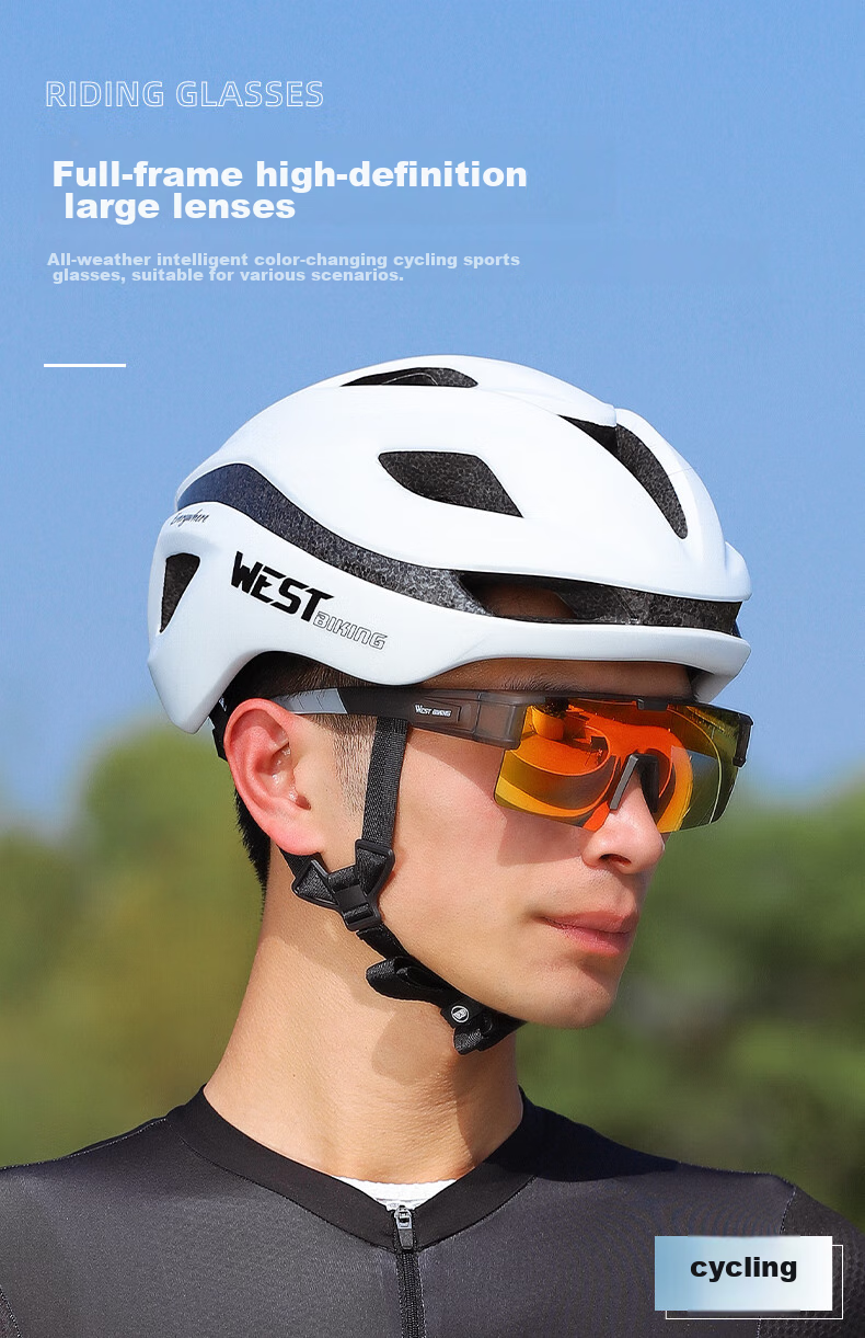 WestBiking Cycling Glasses, Photochromic Myopia-Proof Windproof Goggles, Large Frame Black 7