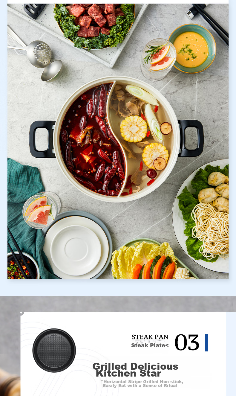 Morphyrichards Electric Hot Pot, Multifunctional Cooking Pot, Original Accessories, MR1072 Dual-Sided Pot, MR9087 Dedicated 12
