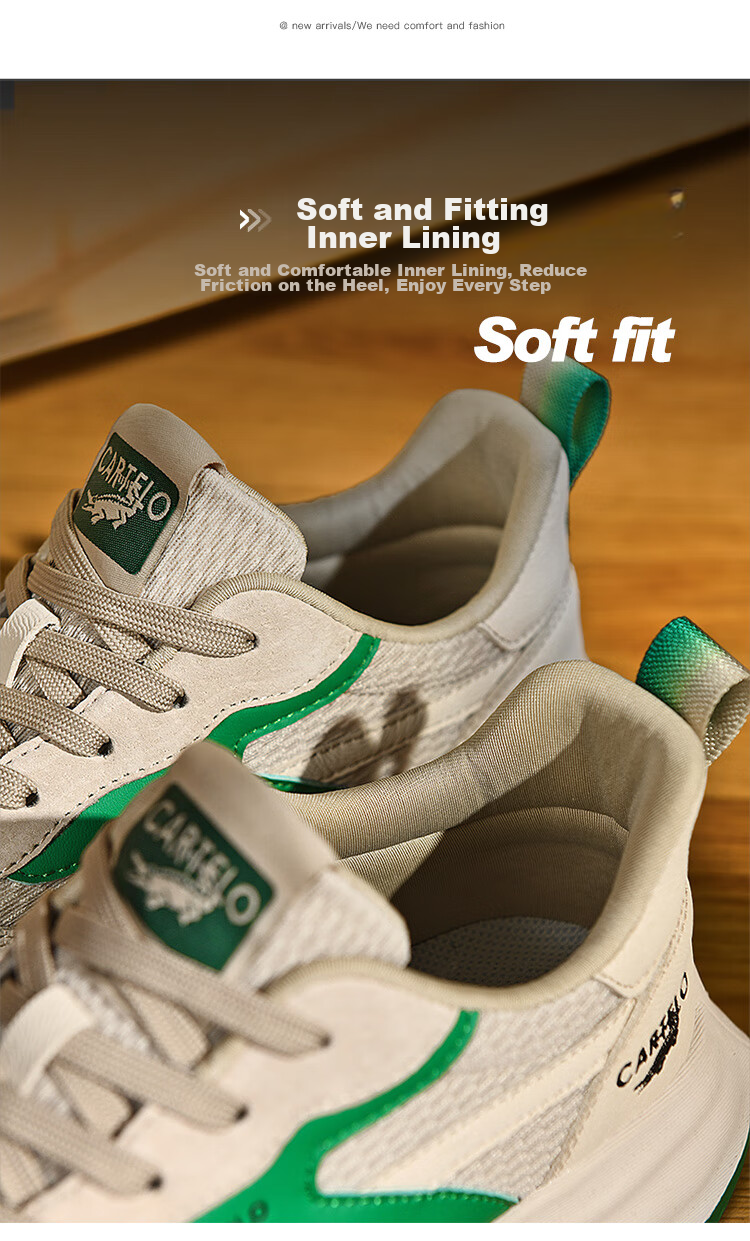 CARTELO Men's Shoes, Spring And Summer Casual Sports Running Hiking Dad Shoes, Travel Sneakers, QH8306, Sand Green, Size 39 10