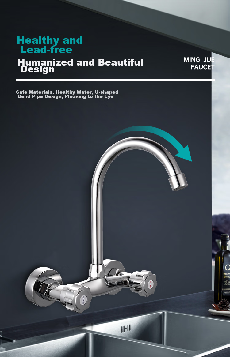 MEJUE Kitchen Hot And Cold Water Faucet, Wall-Mounted Brass Sink Tap for Washing Vegetables, Z-1132 3