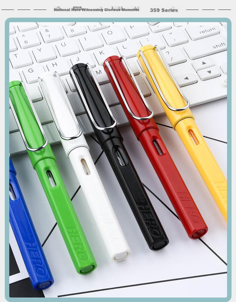HERO Fountain Pen 359B Ergonomic Writing Pen for Boys And Girls, Suitable for Primary School Students Grades 3-6, Refillable Ink Cartridge, Birthday Gift for Children, EF Nib, Gradient Light Blue 11