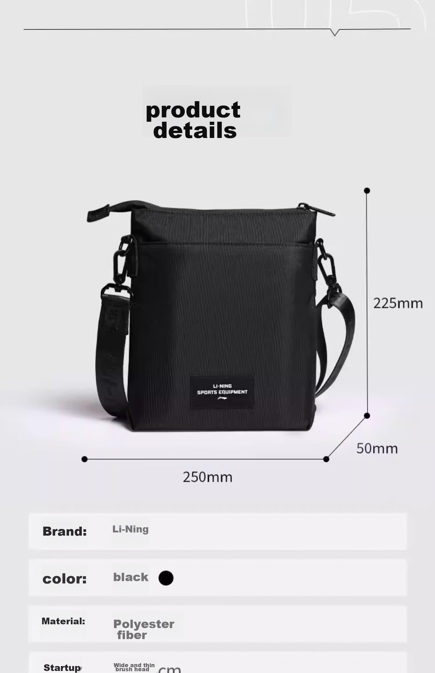 Li-Ning Crossbody Bag, Travel Bag for Men, High-End Business Shoulder Bag, Large Capacity Commuter Portable Bag, Personal Messenger Bag, Phone Pouch 11