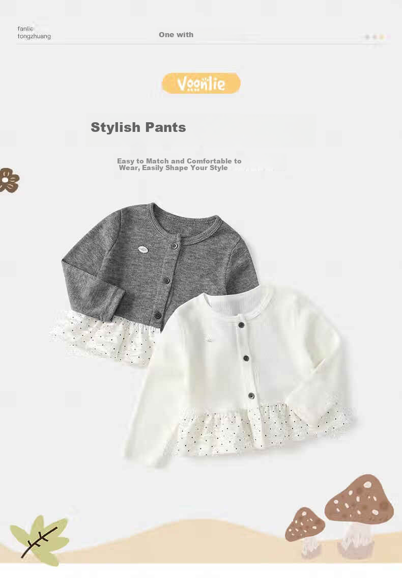 VOONLIE Girls' Jacket Spring Collection 2026 New Stylish Children's Cardigan, Versatile Outerwear for Little Girls And Toddlers, Suitable for Spring And Autumn Seasons 1