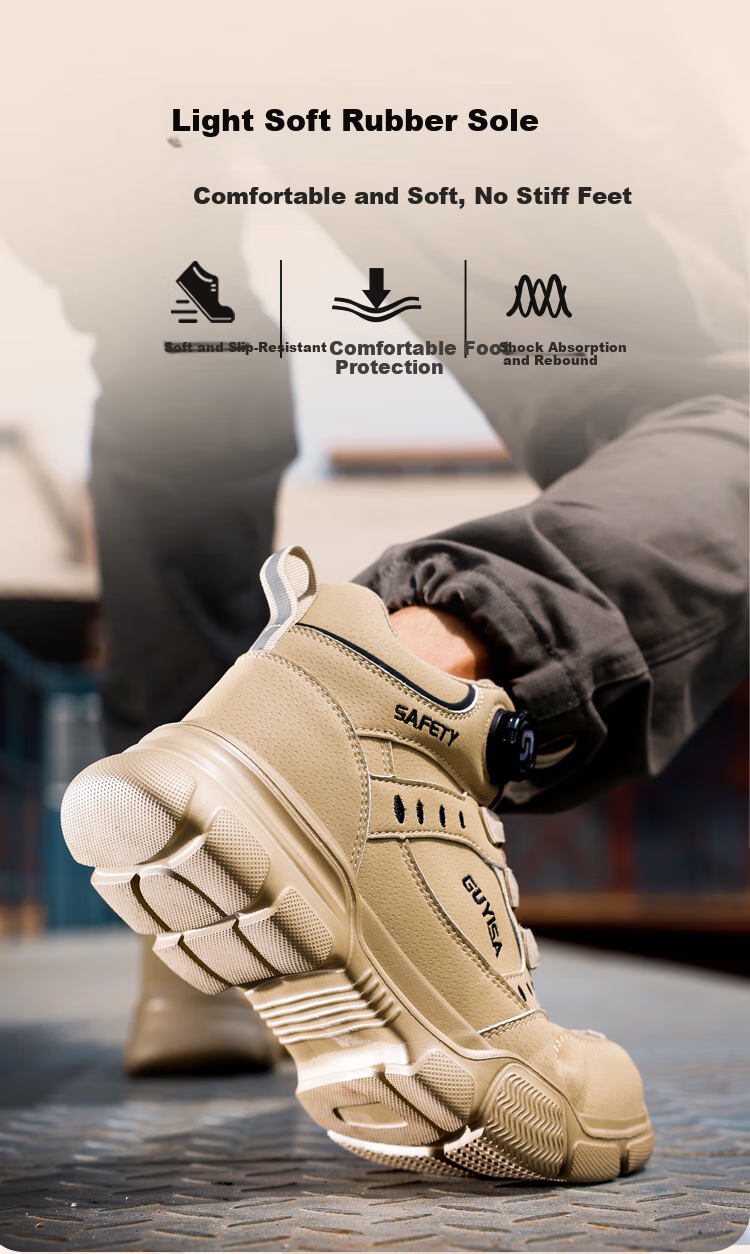 Fumeier Safety Shoes for Men, High-Top Steel Toe Cap, Lightweight, Comfortable, Anti-Smashing, Anti-Puncture, Waterproof Work Boots F055 Size 40 3