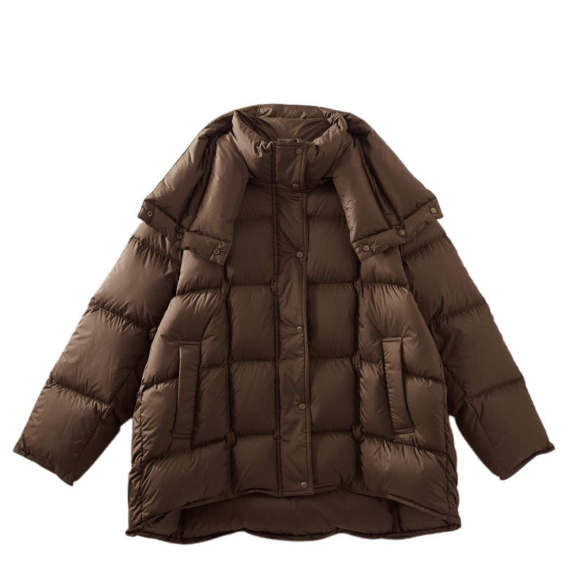 Dme [Duobangyan Duofu] Winter Warm Neck Gaiter, 90% Duck Down Bread Coat, Drawstring Short Women's down Jacket