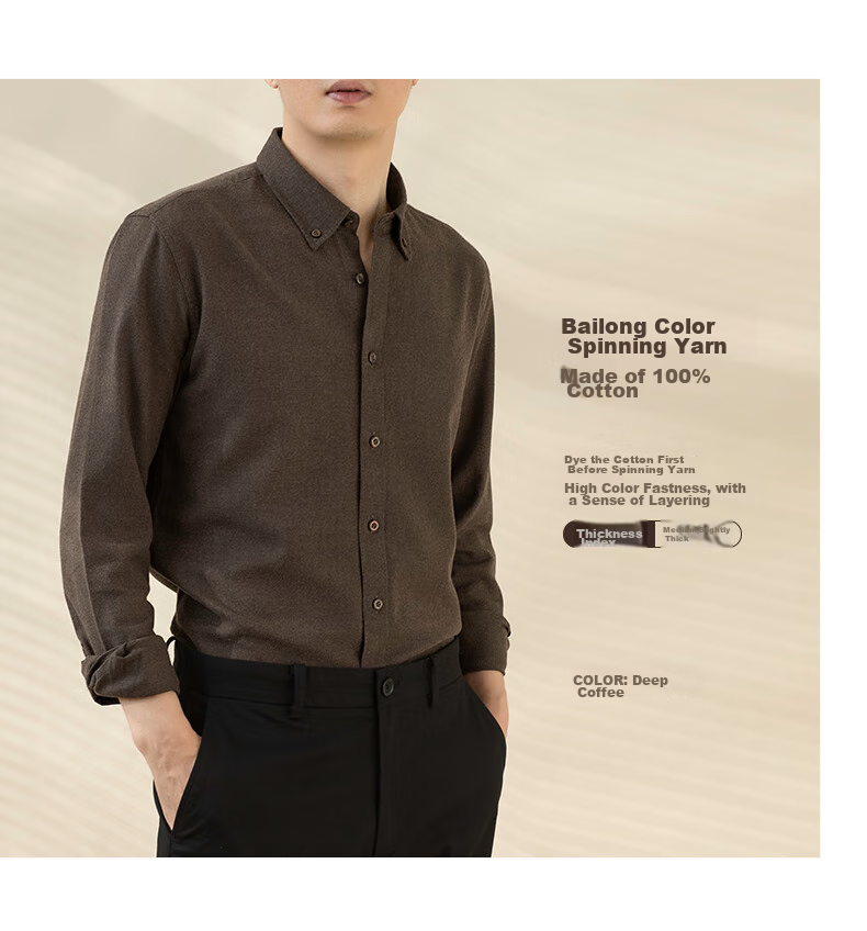 BLACKMONDAY Premium Pure Cotton Shirt for Men, Long Sleeve, Spring And Autumn Season, All Cotton Brushed Fabric, Wrinkle-Resistant, No-Iron Men's Business Casual Shirt 5