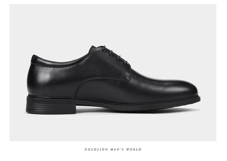 Goldlion First Layer Cowhide Men's Lace-up Pure Color Casual Business Formal Leather Shoes Black Size 40 4