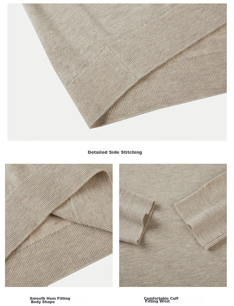 HLA Long-Sleeve Knit Sweater for Men, Lightweight Business Pure Wool Thermal Undershirt for Winter 26
